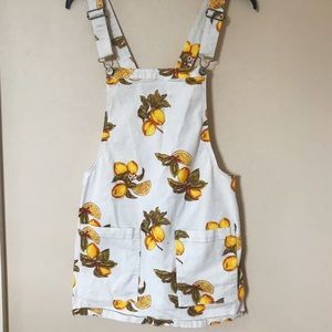 Cute white overall dress with lemon print